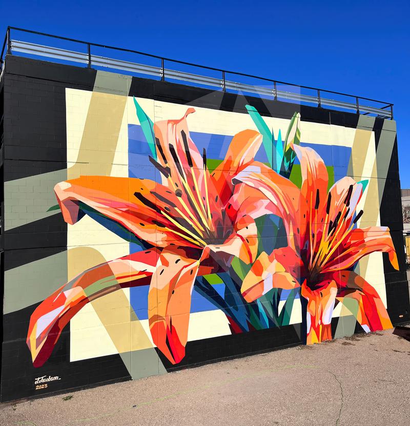 Prairie Petals mural by Josh Jacobson in downtown Saskatoon